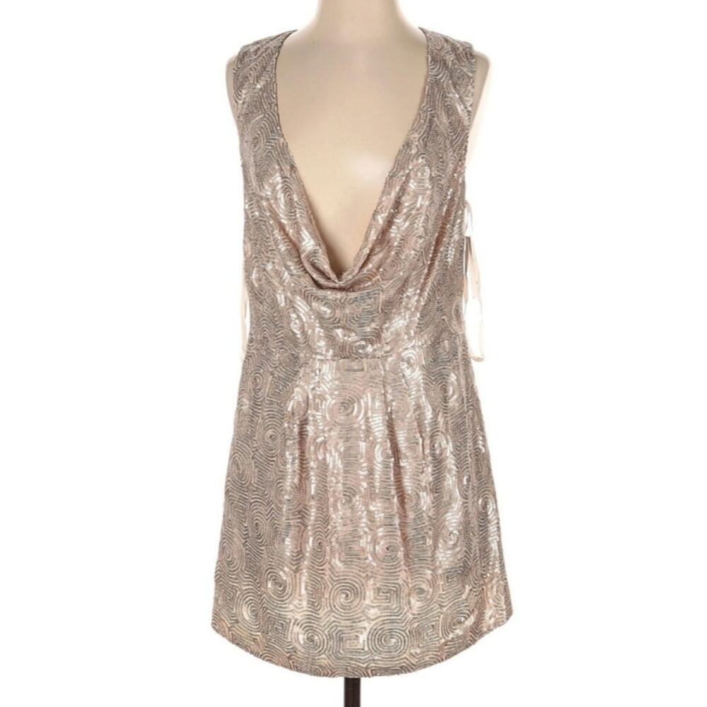 NWT $250 Free People Size 2 Gold Sequin Dress